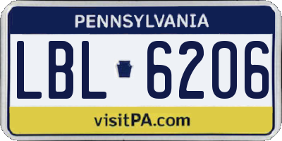 PA license plate LBL6206