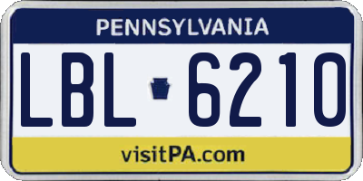 PA license plate LBL6210