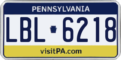 PA license plate LBL6218