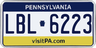 PA license plate LBL6223