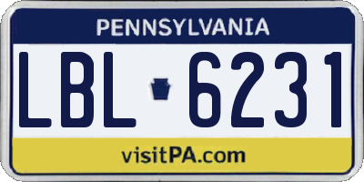 PA license plate LBL6231
