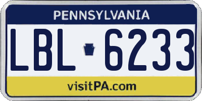 PA license plate LBL6233
