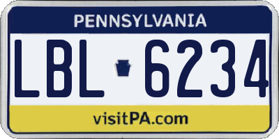 PA license plate LBL6234