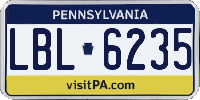 PA license plate LBL6235