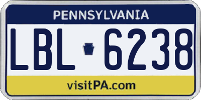 PA license plate LBL6238