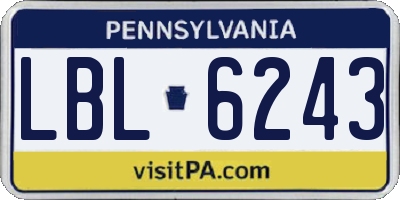 PA license plate LBL6243