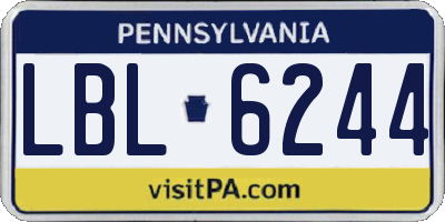 PA license plate LBL6244