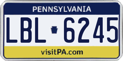 PA license plate LBL6245