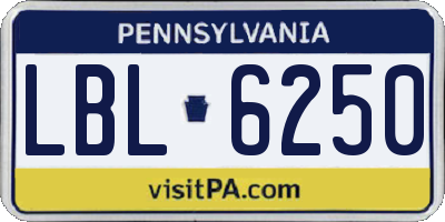 PA license plate LBL6250