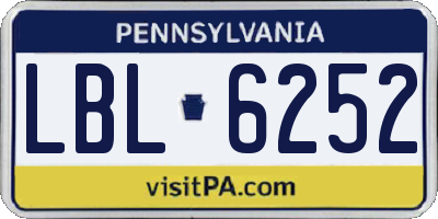 PA license plate LBL6252