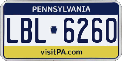 PA license plate LBL6260