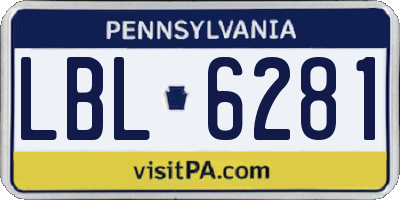 PA license plate LBL6281