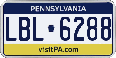 PA license plate LBL6288