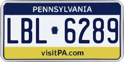 PA license plate LBL6289