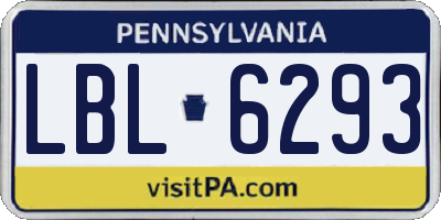 PA license plate LBL6293