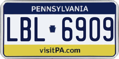 PA license plate LBL6909