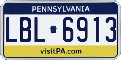 PA license plate LBL6913