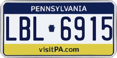 PA license plate LBL6915