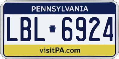 PA license plate LBL6924