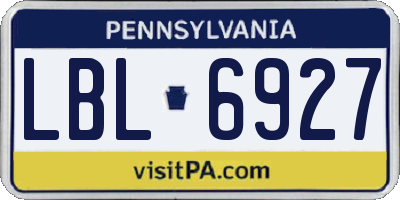 PA license plate LBL6927