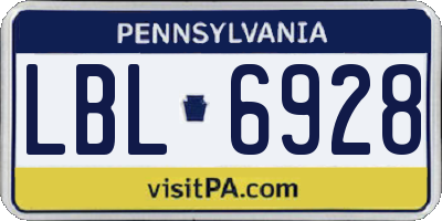 PA license plate LBL6928
