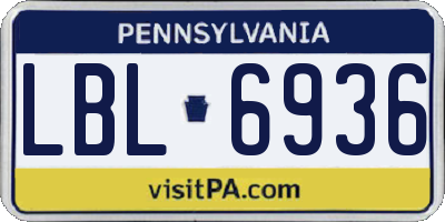 PA license plate LBL6936