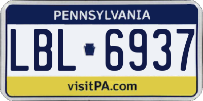 PA license plate LBL6937