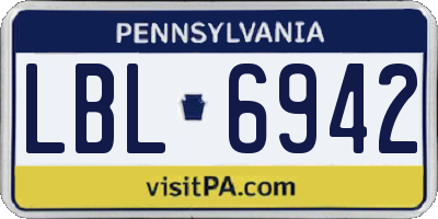 PA license plate LBL6942