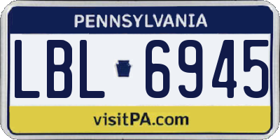 PA license plate LBL6945