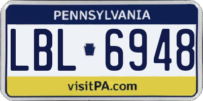 PA license plate LBL6948