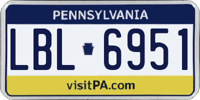 PA license plate LBL6951