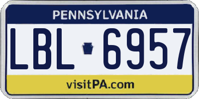 PA license plate LBL6957