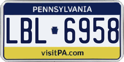 PA license plate LBL6958