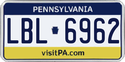 PA license plate LBL6962