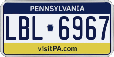 PA license plate LBL6967