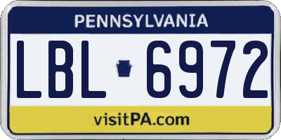 PA license plate LBL6972