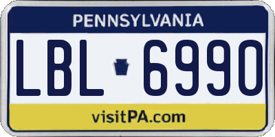 PA license plate LBL6990
