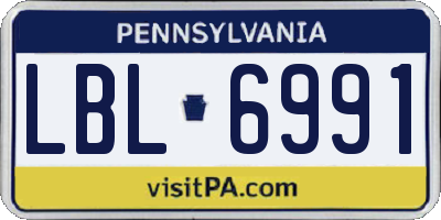 PA license plate LBL6991