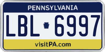 PA license plate LBL6997