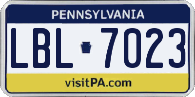 PA license plate LBL7023