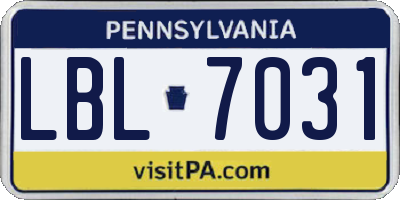 PA license plate LBL7031