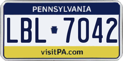 PA license plate LBL7042