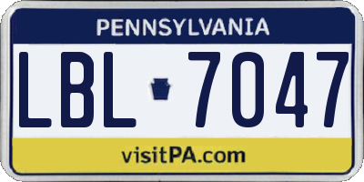 PA license plate LBL7047