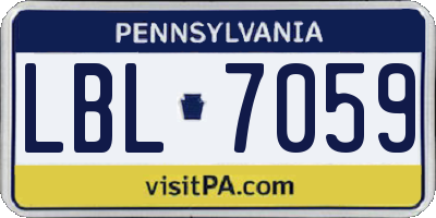 PA license plate LBL7059