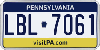 PA license plate LBL7061
