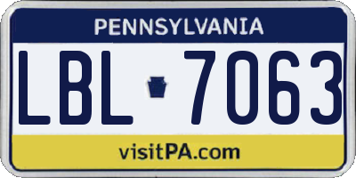 PA license plate LBL7063