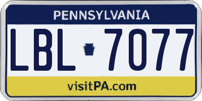 PA license plate LBL7077