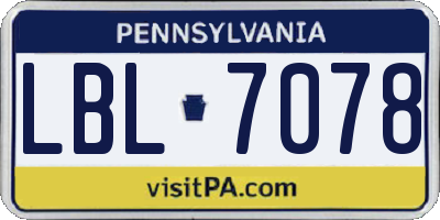 PA license plate LBL7078