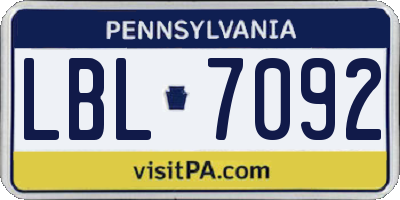 PA license plate LBL7092