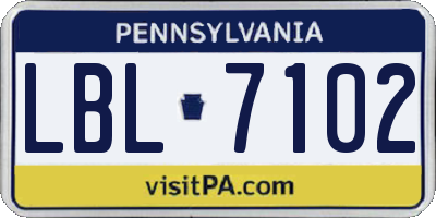 PA license plate LBL7102